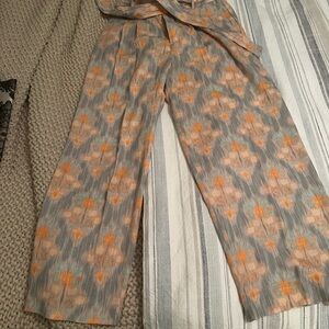 Zara Gray and Orange Floral Wide Leg Pants (new condition/never worn)